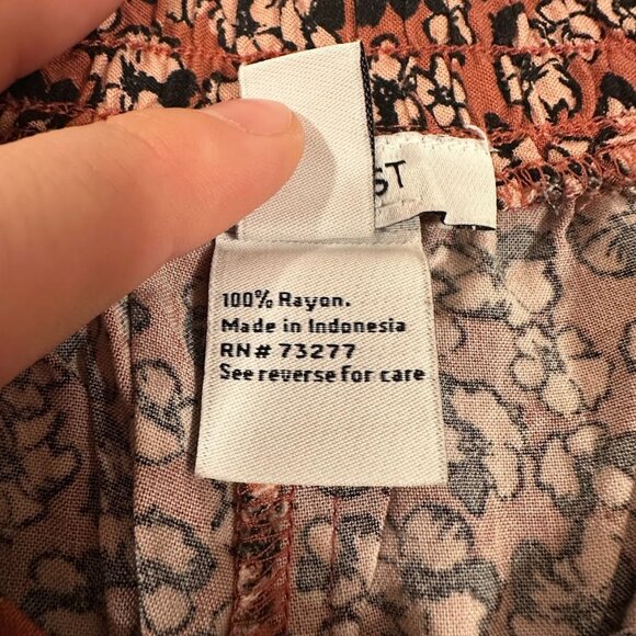 Nine West Orange Lightweight Floral Midi Skirt Size L | Boho, Swing, Cottagecore - Picture 10 of 11